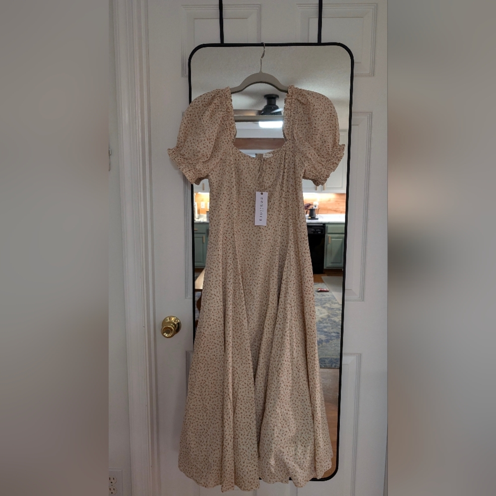 Cream Puff Sleeve Midi Sundress